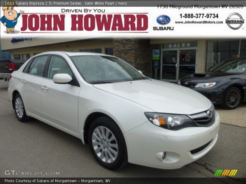 Satin White Pearl / Ivory 2011 Subaru Impreza 2.5i Premium Sedan