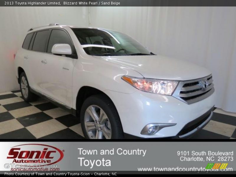 Blizzard White Pearl / Sand Beige 2013 Toyota Highlander Limited