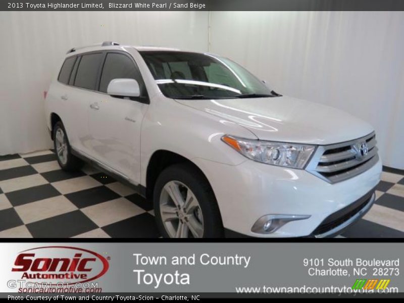 Blizzard White Pearl / Sand Beige 2013 Toyota Highlander Limited