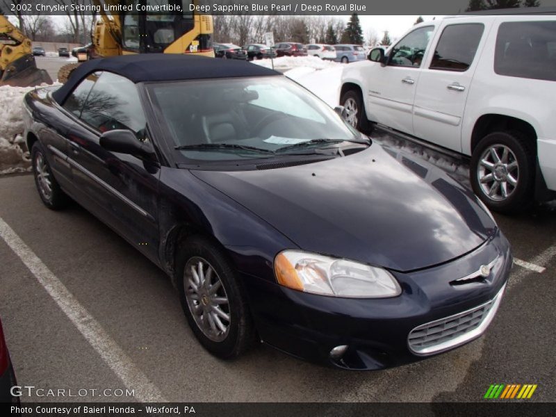 Deep Sapphire Blue Pearl / Deep Royal Blue 2002 Chrysler Sebring Limited Convertible