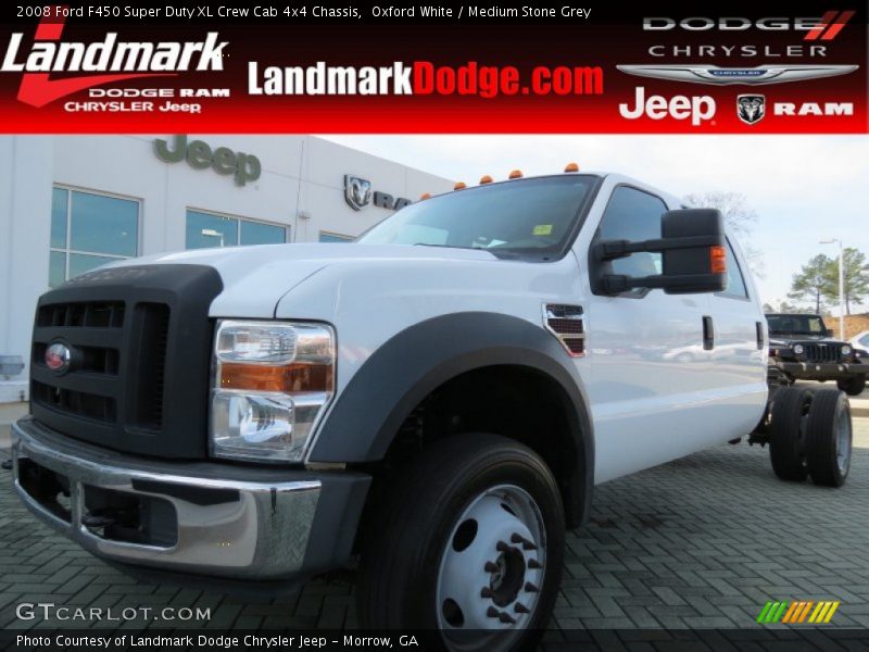 Oxford White / Medium Stone Grey 2008 Ford F450 Super Duty XL Crew Cab 4x4 Chassis