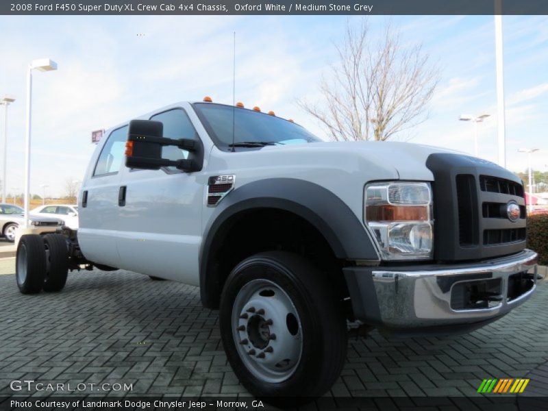 Oxford White / Medium Stone Grey 2008 Ford F450 Super Duty XL Crew Cab 4x4 Chassis