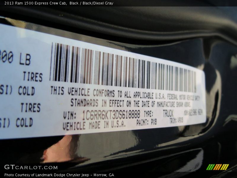 Black / Black/Diesel Gray 2013 Ram 1500 Express Crew Cab