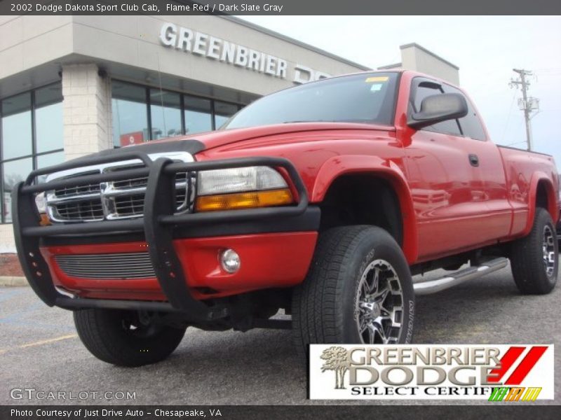 Flame Red / Dark Slate Gray 2002 Dodge Dakota Sport Club Cab