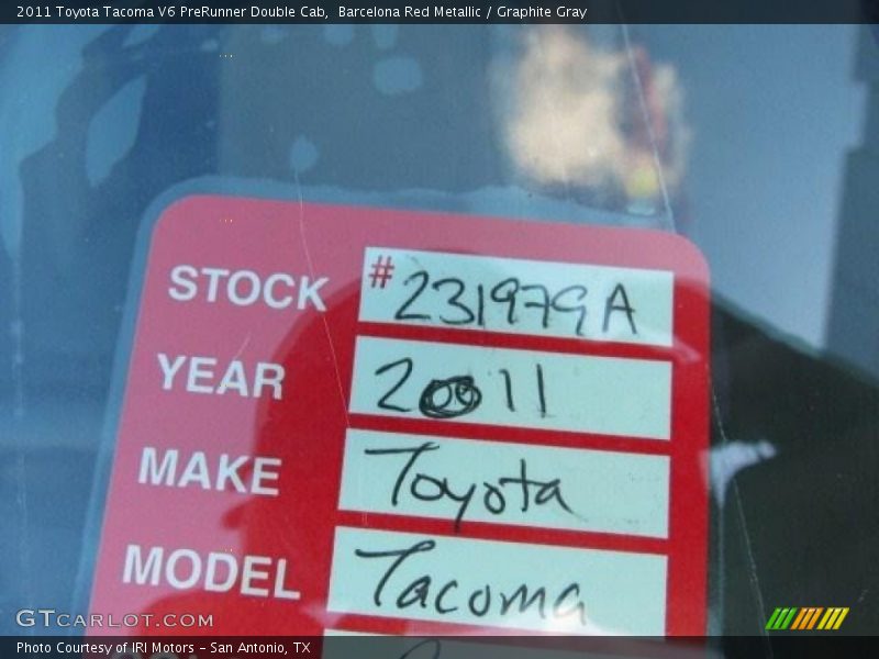 Barcelona Red Metallic / Graphite Gray 2011 Toyota Tacoma V6 PreRunner Double Cab