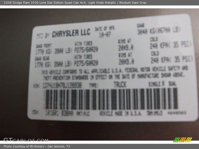 Light Khaki Metallic / Medium Slate Gray 2008 Dodge Ram 1500 Lone Star Edition Quad Cab 4x4