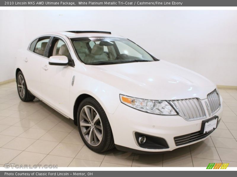 White Platinum Metallic Tri-Coat / Cashmere/Fine Line Ebony 2010 Lincoln MKS AWD Ultimate Package