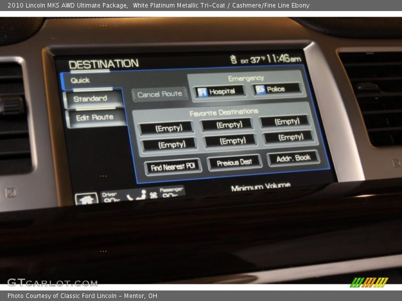 White Platinum Metallic Tri-Coat / Cashmere/Fine Line Ebony 2010 Lincoln MKS AWD Ultimate Package