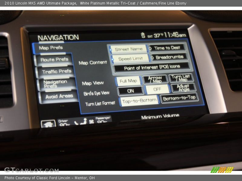White Platinum Metallic Tri-Coat / Cashmere/Fine Line Ebony 2010 Lincoln MKS AWD Ultimate Package
