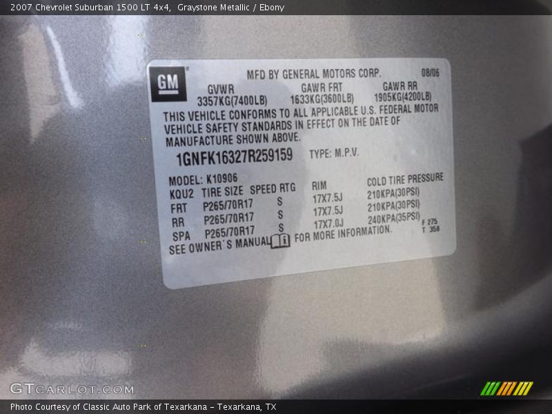 Graystone Metallic / Ebony 2007 Chevrolet Suburban 1500 LT 4x4