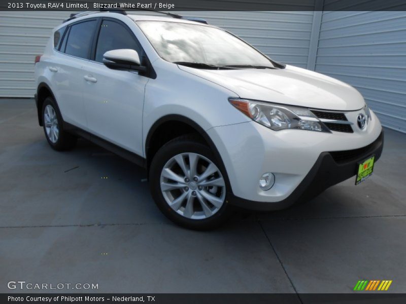 Blizzard White Pearl / Beige 2013 Toyota RAV4 Limited