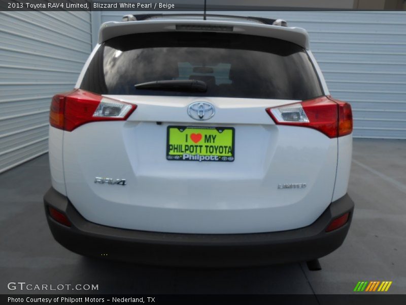Blizzard White Pearl / Beige 2013 Toyota RAV4 Limited