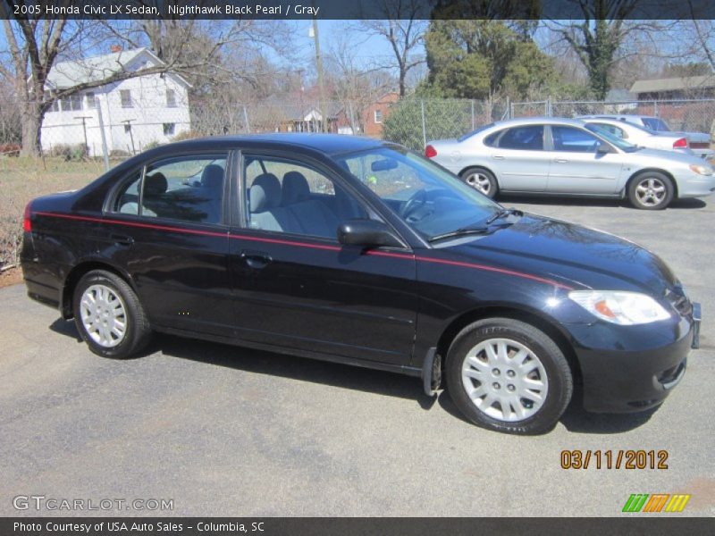 Nighthawk Black Pearl / Gray 2005 Honda Civic LX Sedan