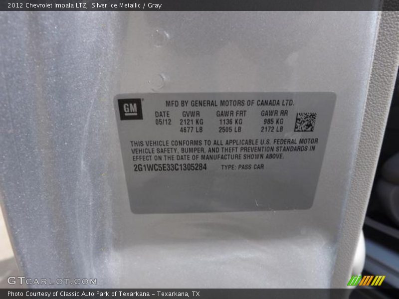 Silver Ice Metallic / Gray 2012 Chevrolet Impala LTZ