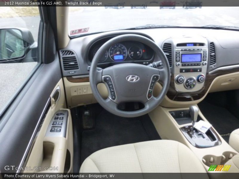 Twilight Black / Beige 2012 Hyundai Santa Fe GLS AWD