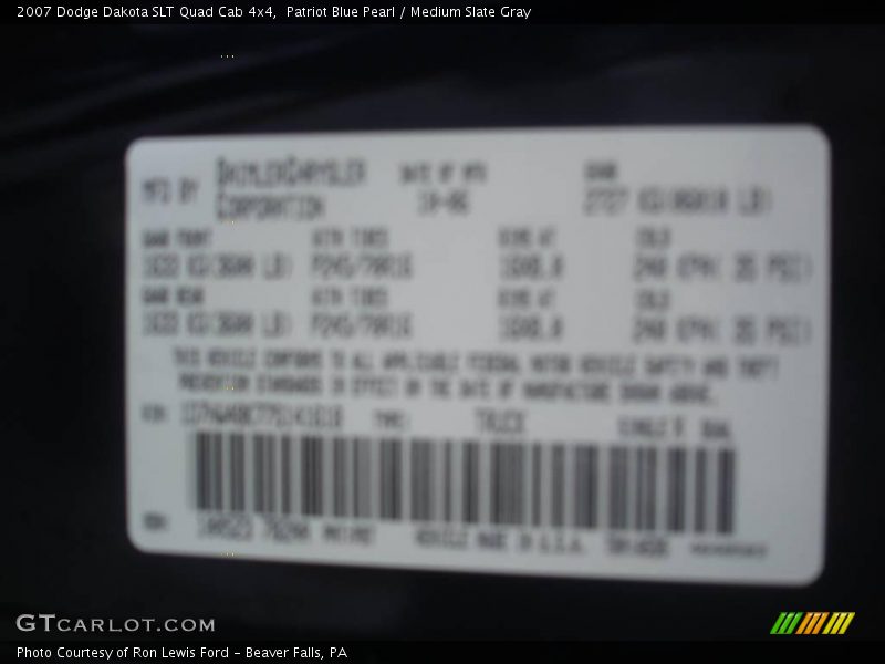 Patriot Blue Pearl / Medium Slate Gray 2007 Dodge Dakota SLT Quad Cab 4x4