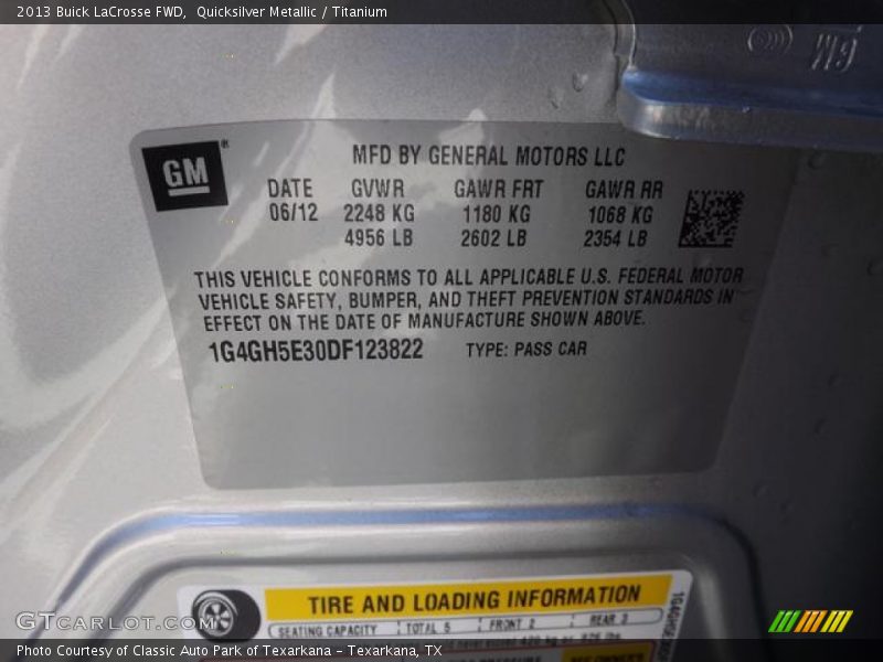 Quicksilver Metallic / Titanium 2013 Buick LaCrosse FWD
