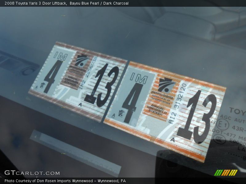 Bayou Blue Pearl / Dark Charcoal 2008 Toyota Yaris 3 Door Liftback