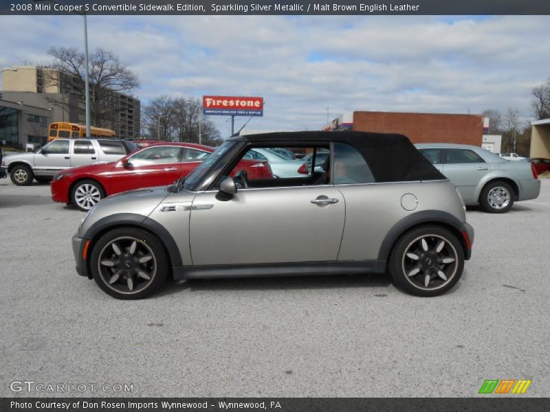 Sparkling Silver Metallic / Malt Brown English Leather 2008 Mini Cooper S Convertible Sidewalk Edition