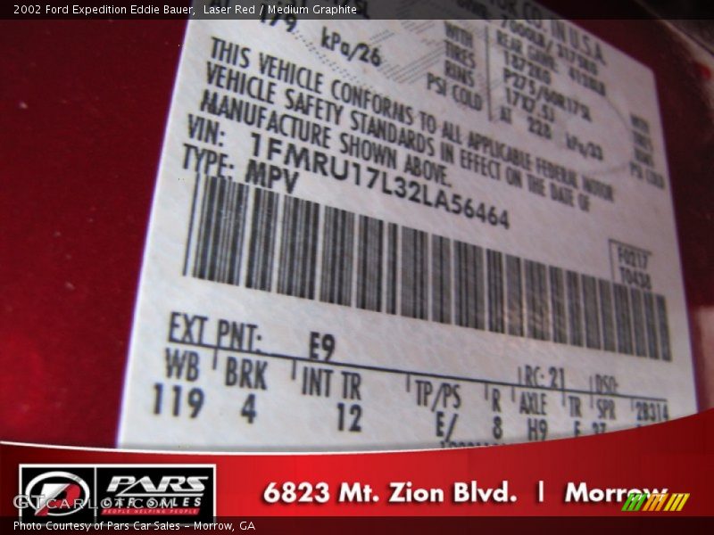 Laser Red / Medium Graphite 2002 Ford Expedition Eddie Bauer