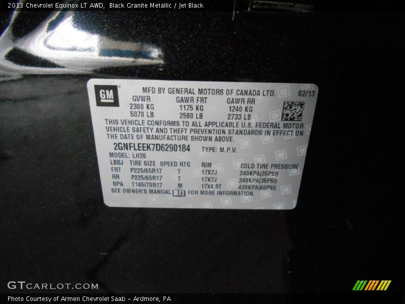 Black Granite Metallic / Jet Black 2013 Chevrolet Equinox LT AWD