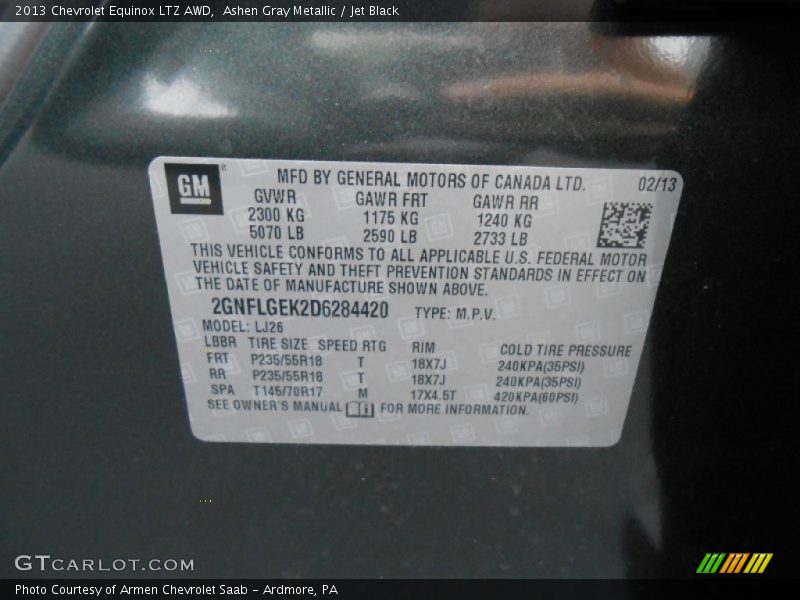 Ashen Gray Metallic / Jet Black 2013 Chevrolet Equinox LTZ AWD