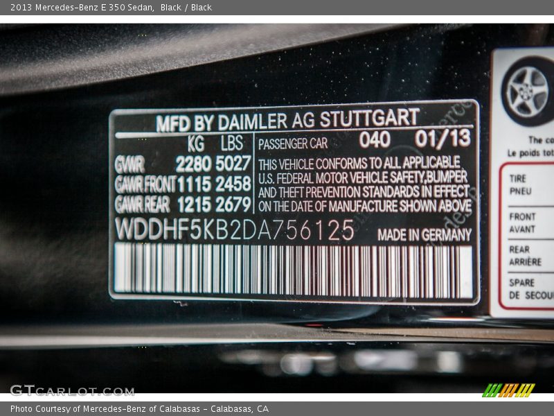 2013 E 350 Sedan Black Color Code 040