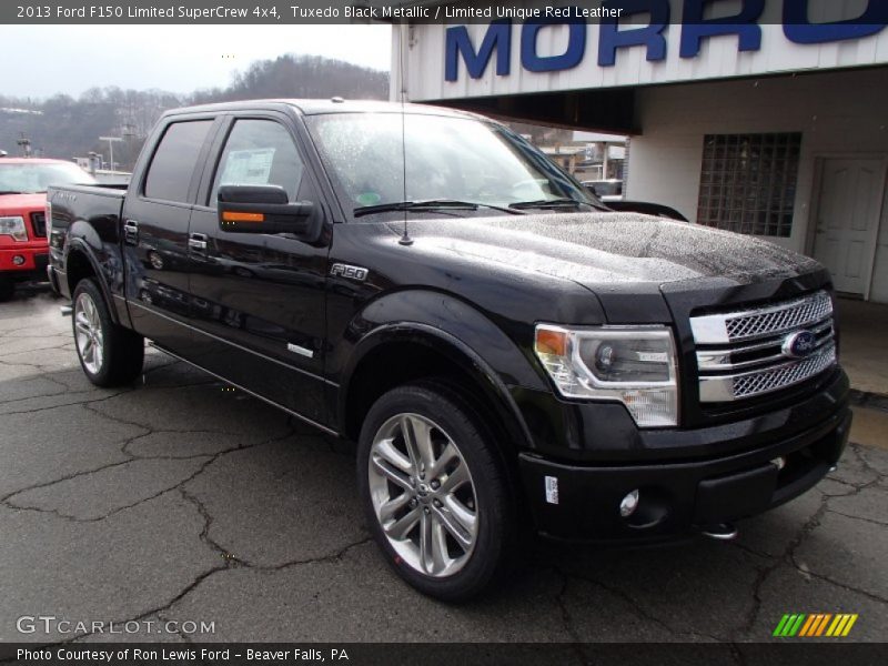 Tuxedo Black Metallic / Limited Unique Red Leather 2013 Ford F150 Limited SuperCrew 4x4