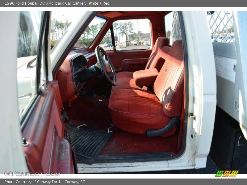 White / Red 1990 Ford F Super Duty Rollback Car Carrier