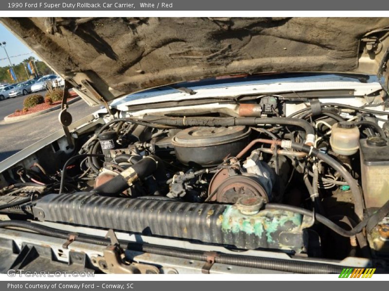 White / Red 1990 Ford F Super Duty Rollback Car Carrier