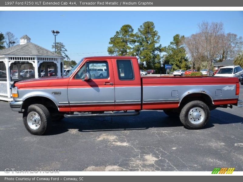 Toreador Red Metallic / Medium Graphite 1997 Ford F250 XLT Extended Cab 4x4