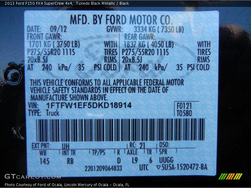 Tuxedo Black Metallic / Black 2013 Ford F150 FX4 SuperCrew 4x4