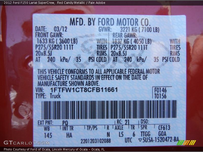 Red Candy Metallic / Pale Adobe 2012 Ford F150 Lariat SuperCrew