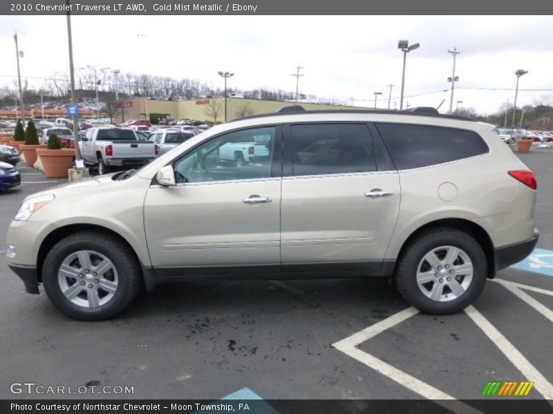Gold Mist Metallic / Ebony 2010 Chevrolet Traverse LT AWD
