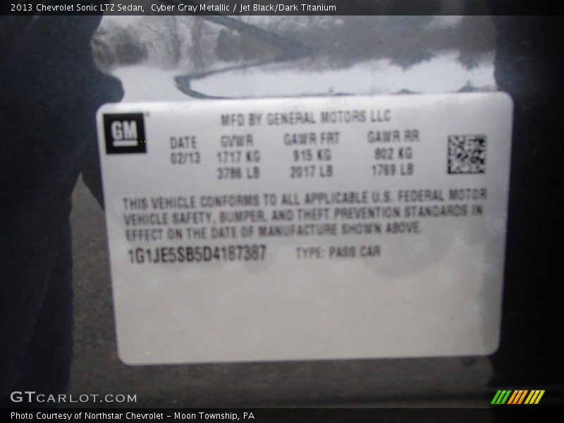 Cyber Gray Metallic / Jet Black/Dark Titanium 2013 Chevrolet Sonic LTZ Sedan