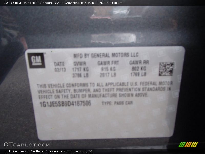 Cyber Gray Metallic / Jet Black/Dark Titanium 2013 Chevrolet Sonic LTZ Sedan