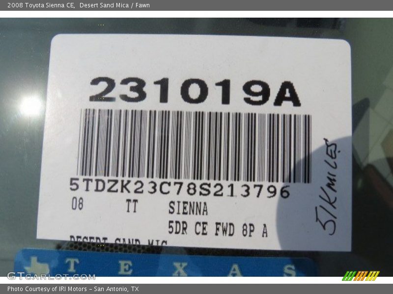 Desert Sand Mica / Fawn 2008 Toyota Sienna CE
