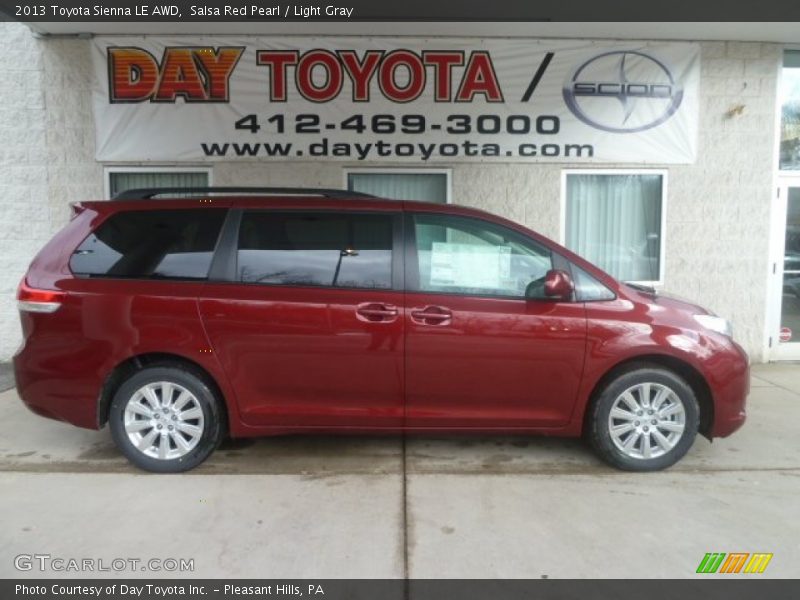 Salsa Red Pearl / Light Gray 2013 Toyota Sienna LE AWD
