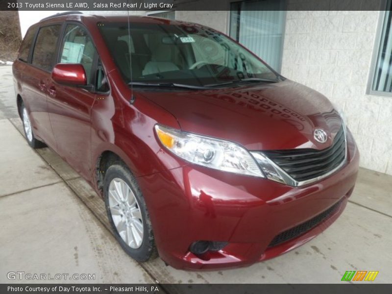 Salsa Red Pearl / Light Gray 2013 Toyota Sienna LE AWD