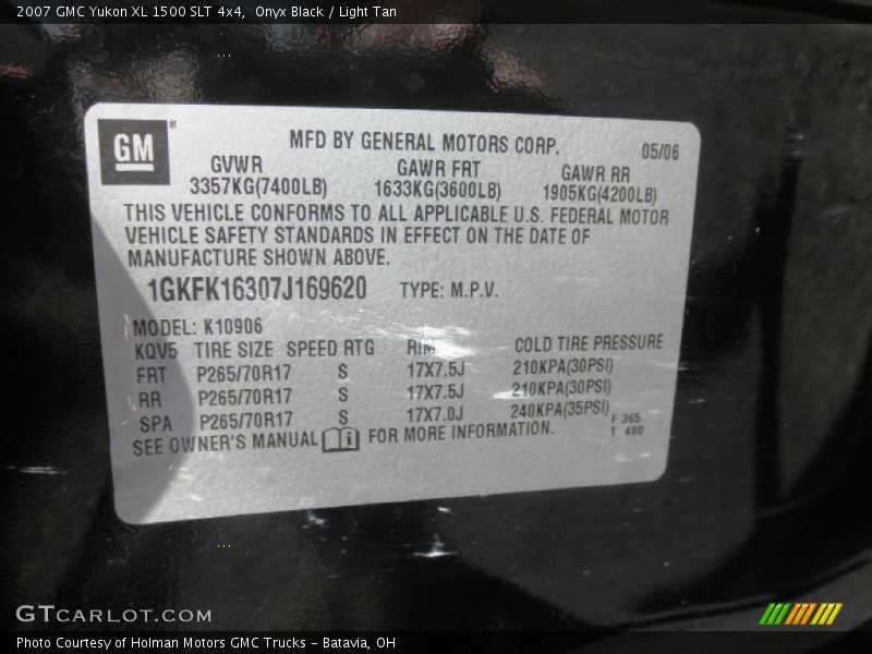 Onyx Black / Light Tan 2007 GMC Yukon XL 1500 SLT 4x4