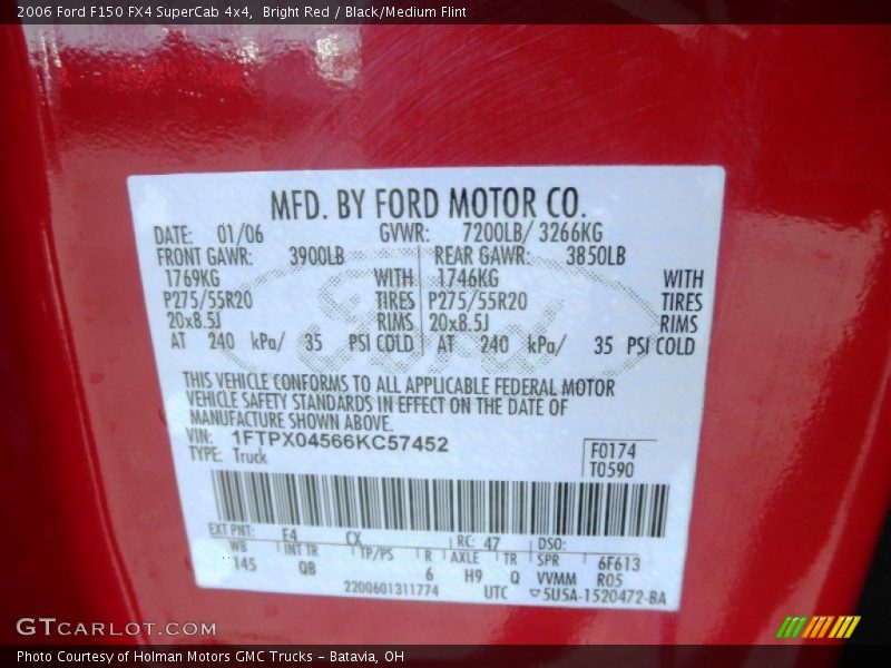 Bright Red / Black/Medium Flint 2006 Ford F150 FX4 SuperCab 4x4