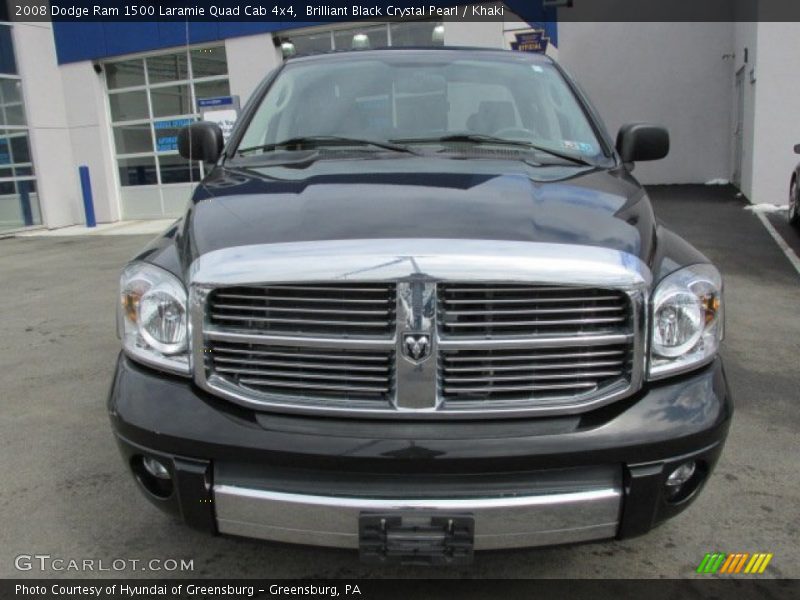 Brilliant Black Crystal Pearl / Khaki 2008 Dodge Ram 1500 Laramie Quad Cab 4x4
