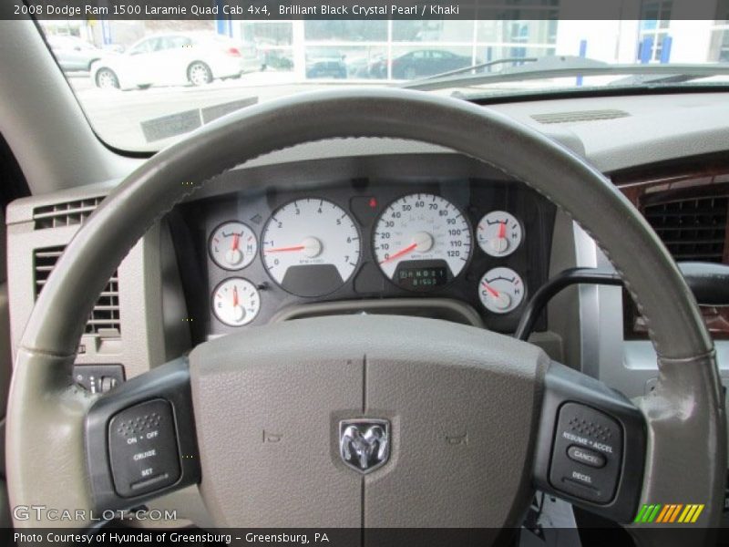 Brilliant Black Crystal Pearl / Khaki 2008 Dodge Ram 1500 Laramie Quad Cab 4x4