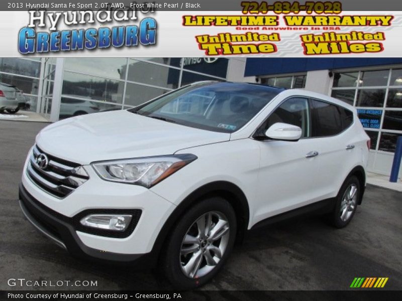 Frost White Pearl / Black 2013 Hyundai Santa Fe Sport 2.0T AWD