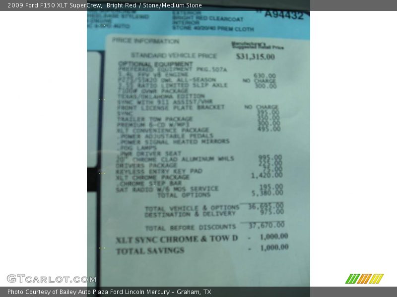Bright Red / Stone/Medium Stone 2009 Ford F150 XLT SuperCrew