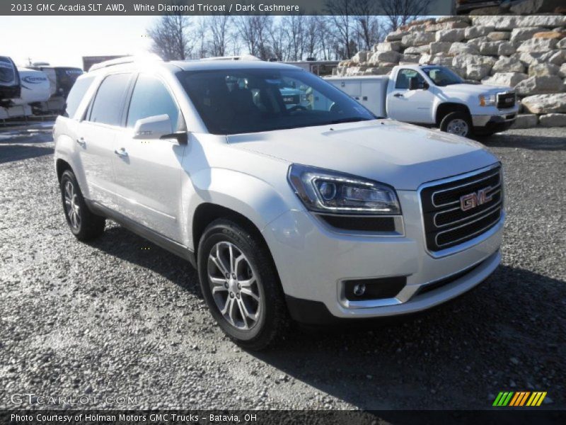 White Diamond Tricoat / Dark Cashmere 2013 GMC Acadia SLT AWD