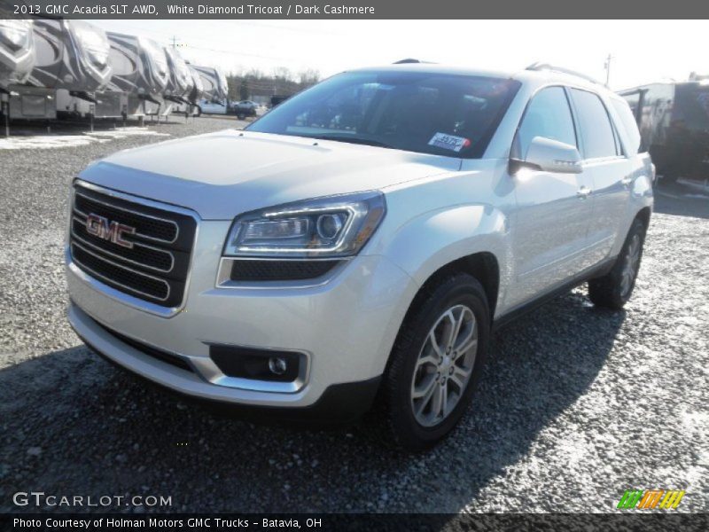 White Diamond Tricoat / Dark Cashmere 2013 GMC Acadia SLT AWD