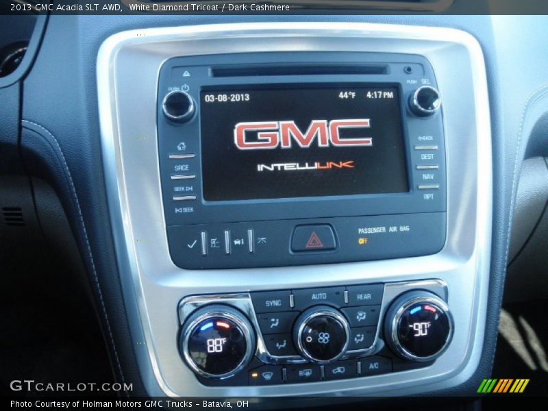 White Diamond Tricoat / Dark Cashmere 2013 GMC Acadia SLT AWD