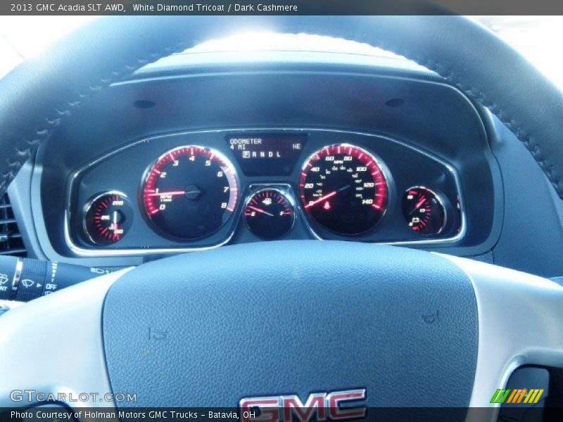 White Diamond Tricoat / Dark Cashmere 2013 GMC Acadia SLT AWD