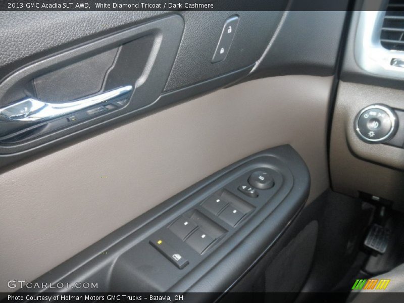 White Diamond Tricoat / Dark Cashmere 2013 GMC Acadia SLT AWD